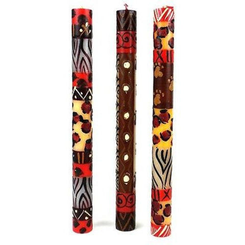 Set of Three Boxed Tall Hand-Painted Candles - Uzima Design - Nobunto