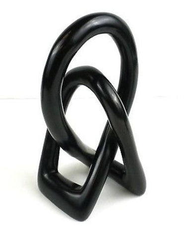 Natural Soapstone 6-inch Lover's Knot in Black - Smolart