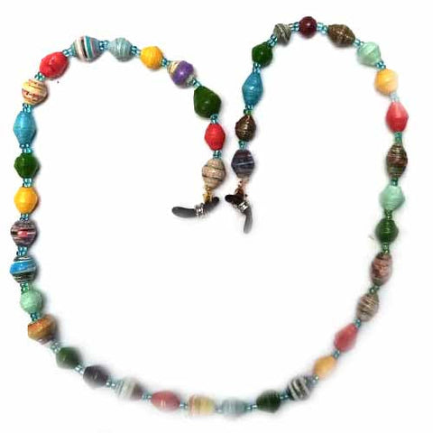 Face Mask/Eyeglass Paper Bead Chain, Colorful Round Beads