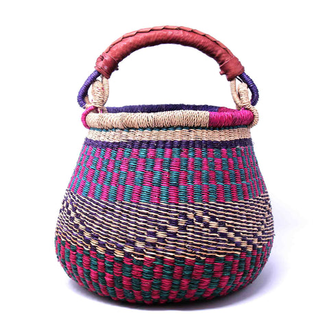 Small Bolga Pot Basket - Mixed Colors