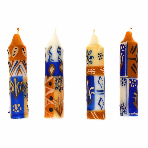 Hand-Painted 4" Dinner or Shabbat Candles, Set of 4  (Durra Design)