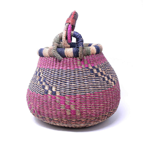 Small Bolga Pot Basket - Mixed Colors