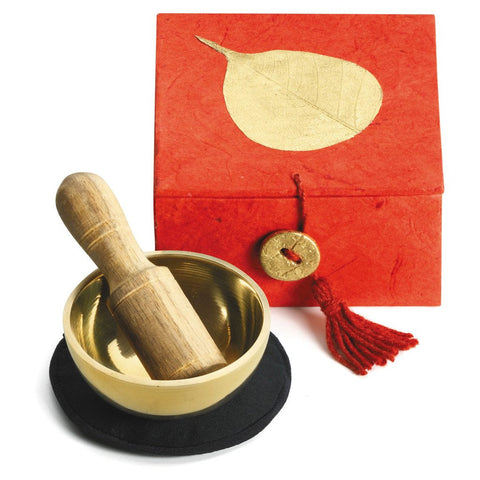 Mini Meditation Bowl Box: 2" Gold Bodhi - DZI (Meditation)