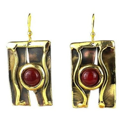 Carnelian Mountain Brass Earrings - Brass Images (E)