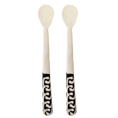 Long Batik Bone Appetizer Spoons, Set of 2