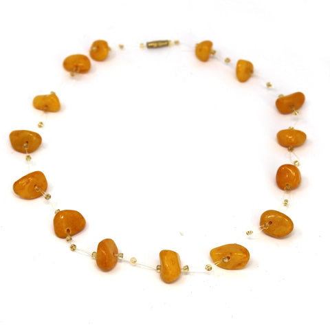 Floating Stone & Maasai Bead Necklace, Pumpkin Spice