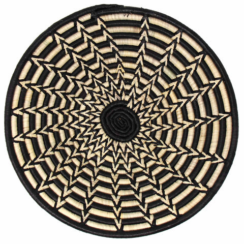 Woven Sisal Basket, Feathered Monochrome Pattern