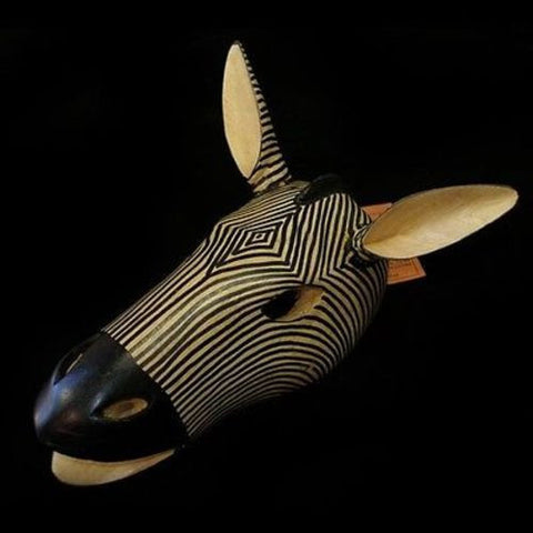 Hand-carved African Zebra Mask - Jedando Handicrafts (H)