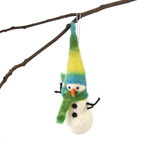 Hand Felted Christmas Ornament: Snowman - Global Groove (H)