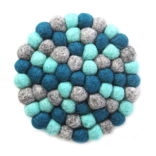 Global Groove Hand Crafted Felt Ball Trivets from Nepal Round Rainbow