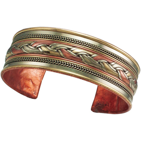 Copper and Brass Cuff Bracelet: Healing Ribbon - DZI (J)