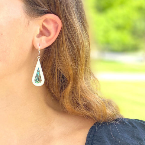 Teardrop Abalone and Mother of Pearl Drop Earrings